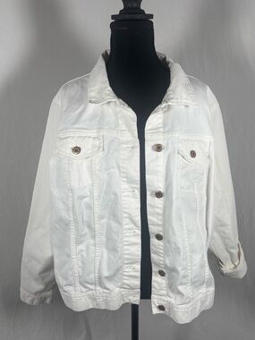 Lands' End White Denim Jacket